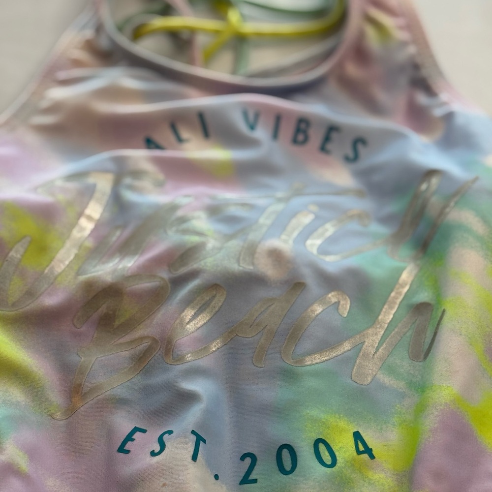 Justice Pastel Graphic One-Piece Swimsuit, (Size 10 Medium) Kid’s Swimwear